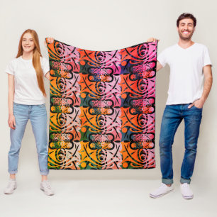Lebhaftes Retro-Abstraktes LEAF-Muster Fleecedecke