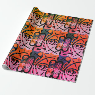 Lebhaftes Retro-Abstraktes LEAF-Muster Geschenkpapier