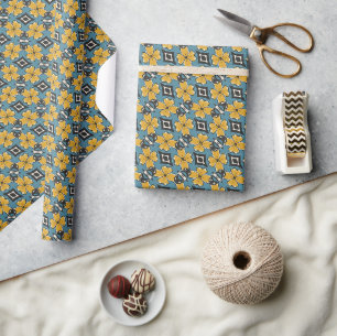 Lebhaftes Retro-Blumenmuster mit feinen Farben Geschenkpapier