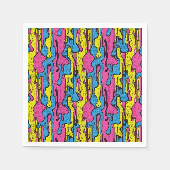 "Lebhaftes Retro Pop Art Tropfen Muster Serviette (Vorderseite)