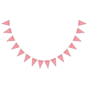Lebhaftes rosa Textildesign mit aufwändiger tl Wimpelkette