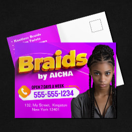 Lebhaftes, rosa und gelbes afrikanisches Haarflech Postkarte