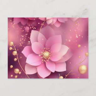 Lebhaftes Rosa und goldene Blüte Postkarte