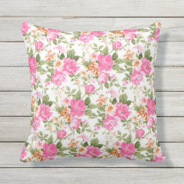 Lebhaftes, rosa, Viktorianisches Rose Kissen Für Draußen