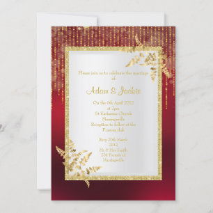 Lebhaftes Rot- und Goldblatt ELEGANT WEDDING Einladung