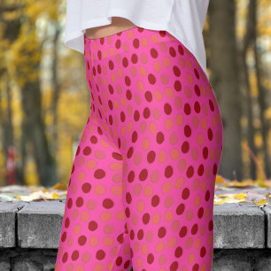 Lebhaftes Rot und Rose Bonbon Red Polka Dot Muster Leggings