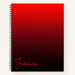 Lebhaftes rotes Burgund und schwarzes Ombre Notizbuch
