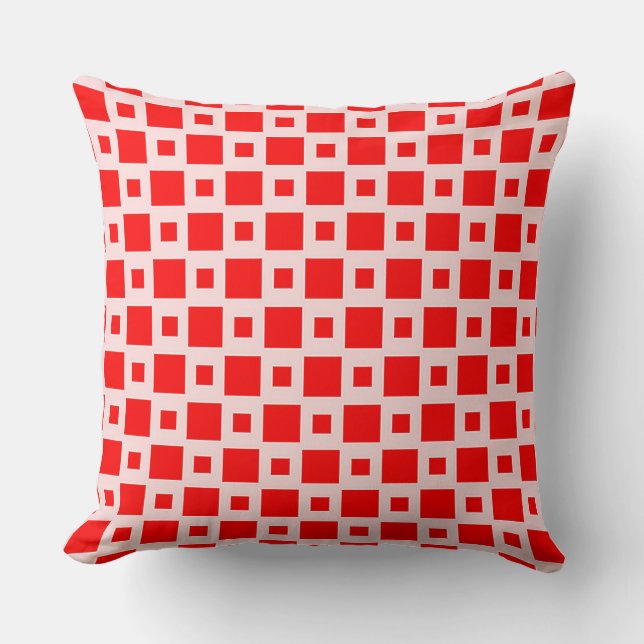 Lebhaftes rotes geometrisches Muster Kissen (Vorderseite)