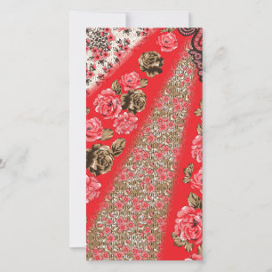 Lebhaftes rotes Gewebe, mit viel Blumen und