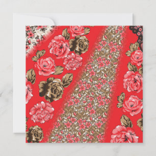 Lebhaftes rotes Gewebe, mit viel Blumen und Ankündigung