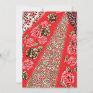 Lebhaftes rotes Gewebe, mit viel Blumen und Ankündigung