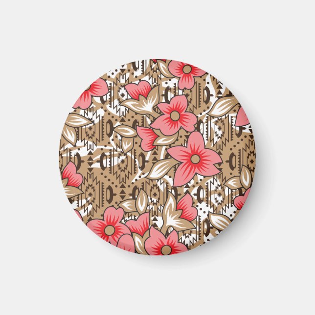 Lebhaftes rotes Gewebe, mit viel Blumen und Magnet (Vorne)
