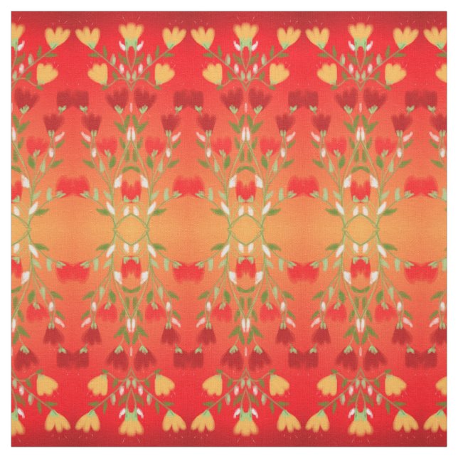 Lebhaftes rotes Gold mit Grün Stoff (Muster)
