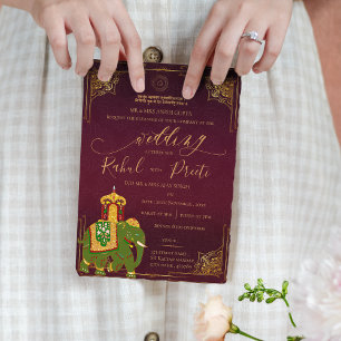 Lebhaftes rotes Gold mit Lord Ganesh Indian Weddin