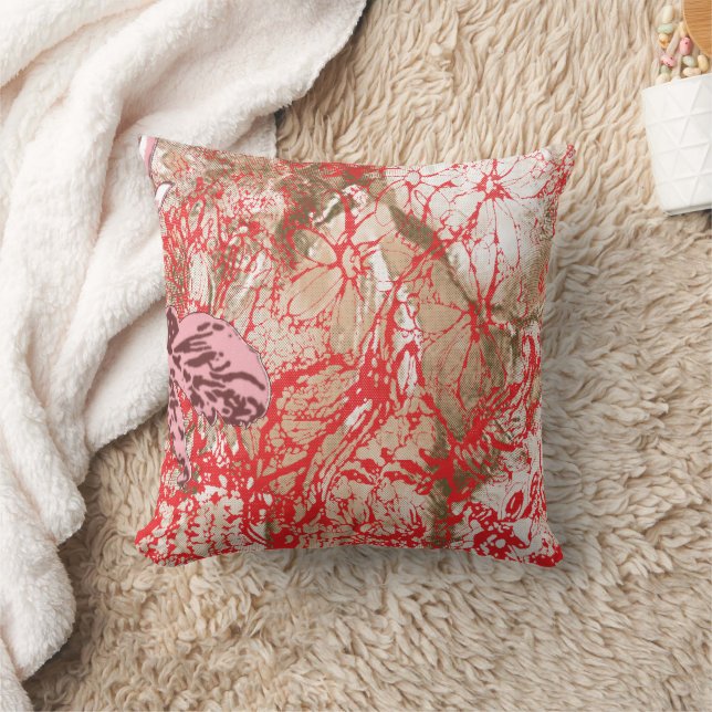 Lebhaftes rotes Stoffdesign mit eigenem Boden Kissen (Decke)