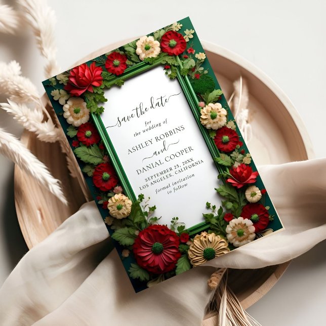Lebhaftes Royal Green Bouquet Save the Date Einladung (Von Creator hochgeladen)