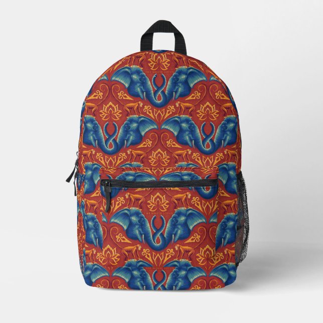 Lebhaftes Safari Tapestry-Muster - Der weiße Lotus Bedruckter Rucksack (Vorderseite)