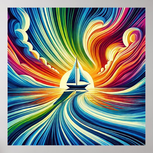 Lebhaftes Sailboat bei Sunset Poster (Vorne)