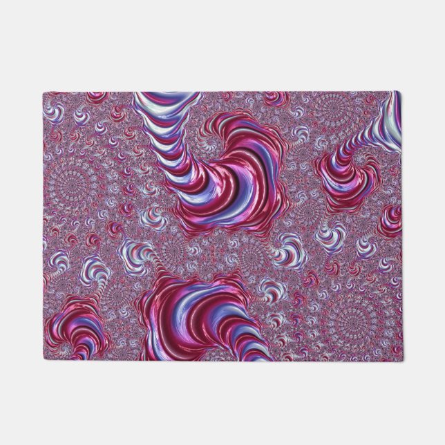 Lebhaftes Shiny Groovy Trippy Spiraling Fraktal Ar Fußmatte (Vorderseite)