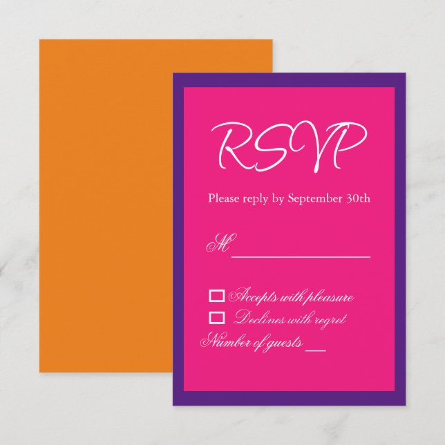 Lebhaftes Sonnenaufgang Minimalistisch Mix & Match RSVP Karte (Vorne/Hinten)