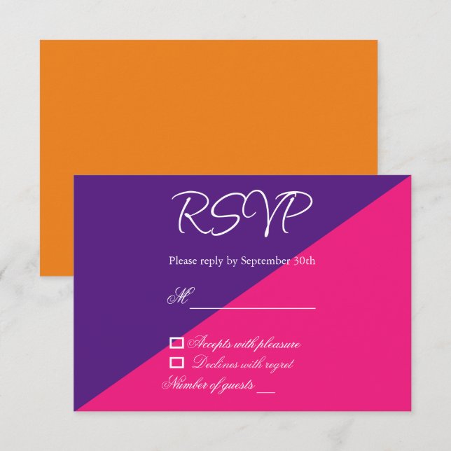 Lebhaftes Sonnenaufgang Minimalistisch Mix & Match RSVP Karte (Vorne/Hinten)