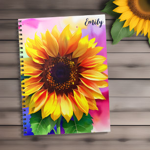 Lebhaftes Sonnenblumen-Notebook mit Individuelle N Notizblock