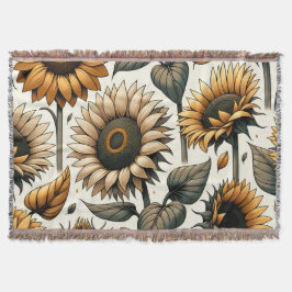 Lebhaftes Sonnenblumenmuster Decke