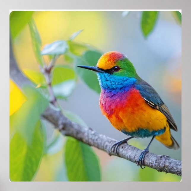 Lebhaftes Sparrow Perched Poster (Vorne)