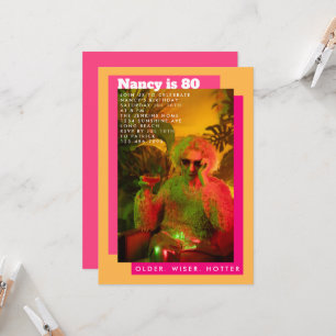 Lebhaftes, spielerisches Rosa und Gelbes Foto Seni Einladung