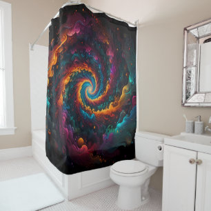 Lebhaftes Spiral Mandala mit Rainbow Hues Duschvorhang