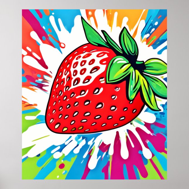 Lebhaftes Strawberry Artwork Poster (Vorne)