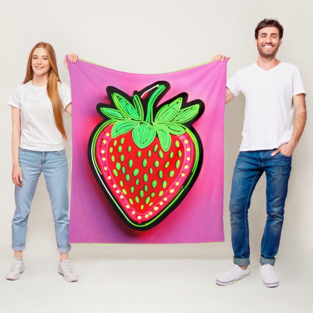 Lebhaftes Strawberry Neon Sign Fleecedecke (Beispiel)