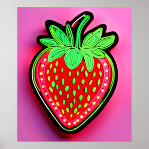 Lebhaftes Strawberry Neon Sign Poster