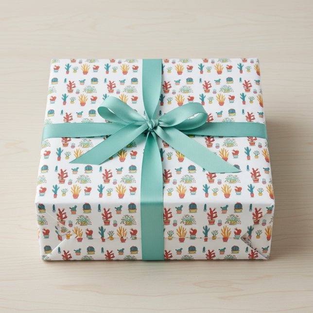 Lebhaftes Sukkulent- und Kaktus-Wrapping-Papier Geschenkpapier (Vibrant Succulent and Cactus Wrapping Paper)