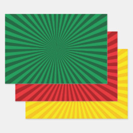 Lebhaftes Sunburst Pattern Trio Geschenkpapier Set