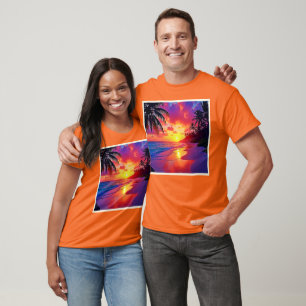 Lebhaftes Sunset Beach Traumdesign T-Shirt