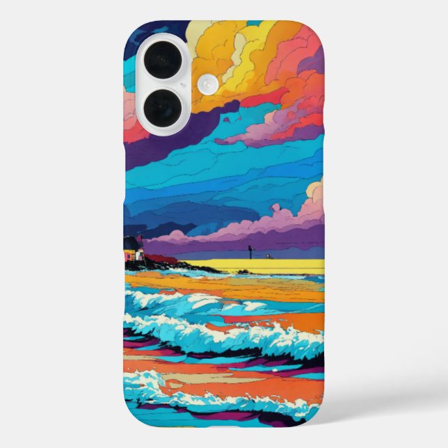 Lebhaftes Sunset Beach Waves künstlerisches Design Case-Mate iPhone Hülle (Rückseite)