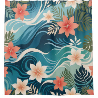 Lebhaftes tropisches Abstraktes, modernes grünes B Duschvorhang