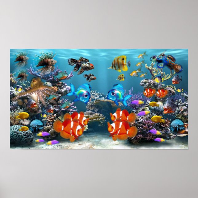 Lebhaftes tropisches Aquarium Poster (Vorne)