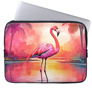 Lebhaftes tropisches Flamingo-Glühdesign Laptopschutzhülle