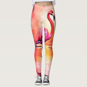 Lebhaftes tropisches Flamingo-Glühdesign Leggings