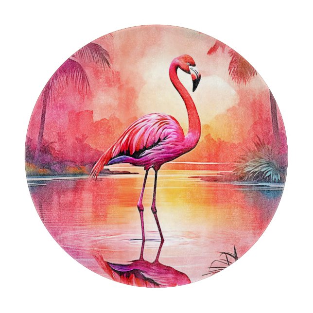 Lebhaftes tropisches Flamingo-Glühdesign Schneidebrett (Vorderseite)