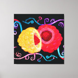 Lebhaftes tropisches Neon Fruit Design Leinwanddruck