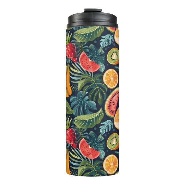 Lebhaftes tropisches Paradies: Exotic Fruits Desig Thermosbecher (Vorderseite)