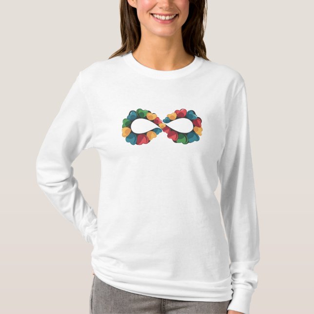 Lebhaftes Unendlichkeitssymbol mit Herz T-Shirt (Vorderseite)