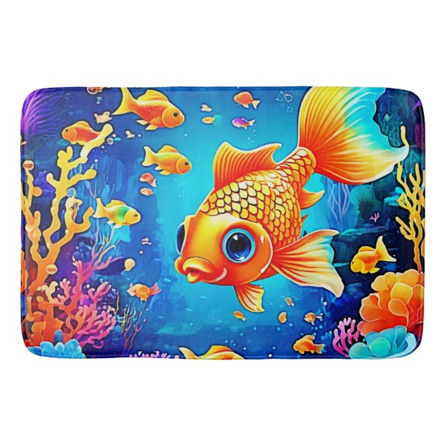 Lebhaftes Unterwasser-Fisch-Weltdesign Badematte (Vorderseite)