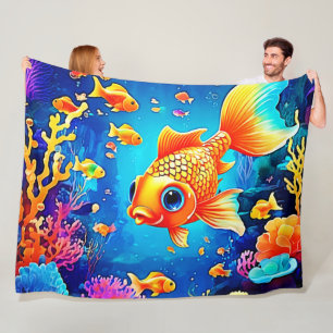 Lebhaftes Unterwasser-Fisch-Weltdesign Fleecedecke