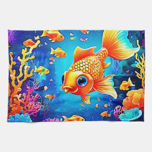 Lebhaftes Unterwasser-Fisch-Weltdesign Geschirrtuch