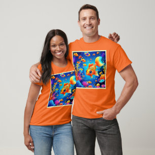 Lebhaftes Unterwasser-Fisch-Weltdesign T-Shirt