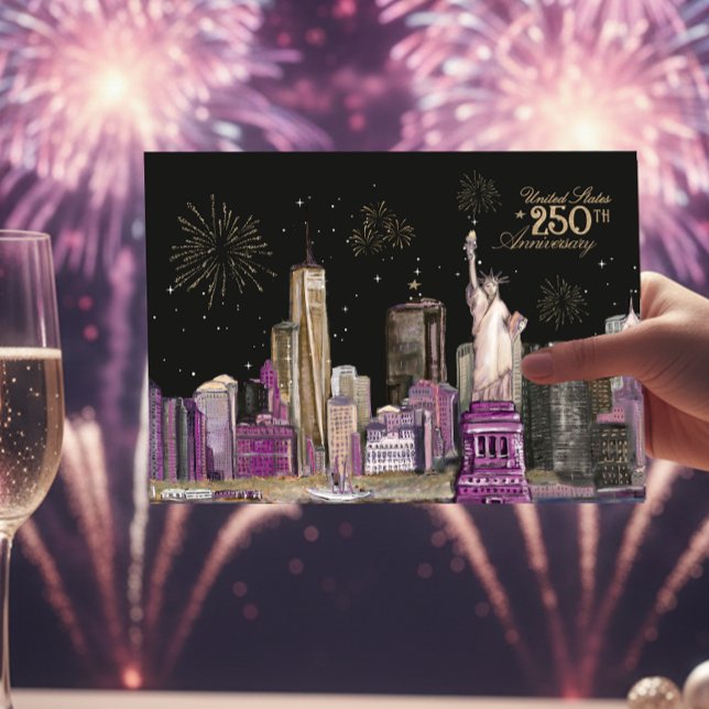 Lebhaftes US-amerikanisches Halbzeitpink Lila NYC Einladung (Vibrant US Semiquincentennial Pink Purple NYC Invitation)
